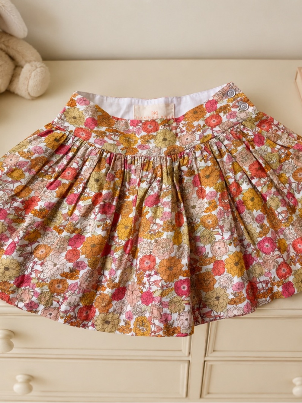 Hannah Kate Floral lined Skirt - pink, Yellow & Cream